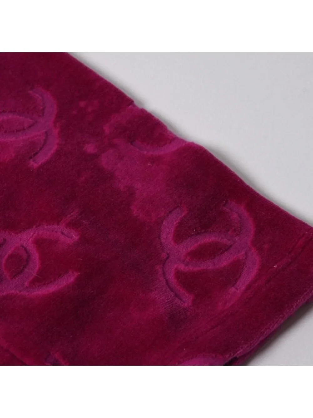 Chanel Vintage Velour Pants CC Logo Pink Archive Karl Lagerfeld